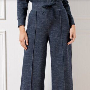 T by Talbots AirKnit Stretch Wide Leg Pants - Indigo Blue Heather